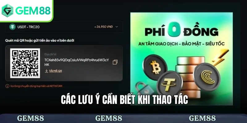 Các lưu ý cần biết khi thao tác